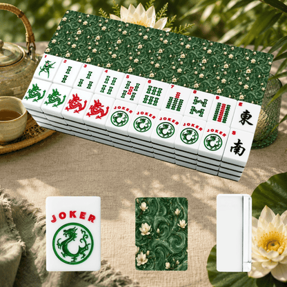 Jade Magnolia DreamsAmerican Mahjong Tiles And Carry Case - Splash Of Mahj And Color Co.