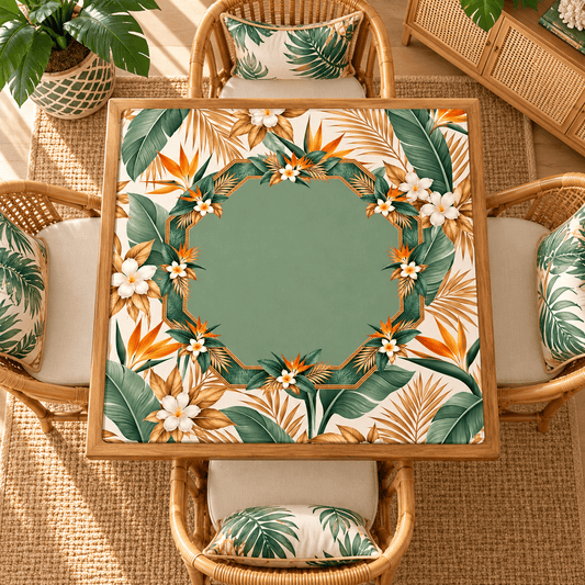 Lotus Palm Society Mahjong Mat Sleek Surface - Splash Of Mahj And Color Co.