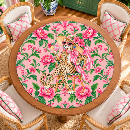 Chinoiserie Chic Leopard Round Mahjong Mat - Splash Of Mahj And Color Co.