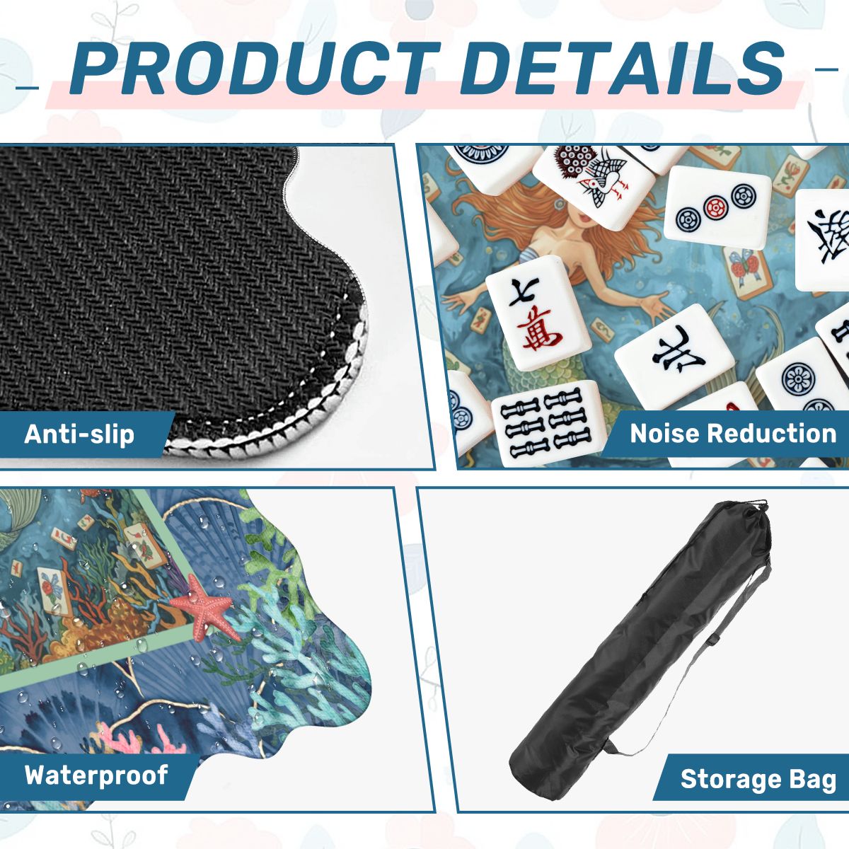 Under The Sea Mermaid Scalloped Mahjong Mat