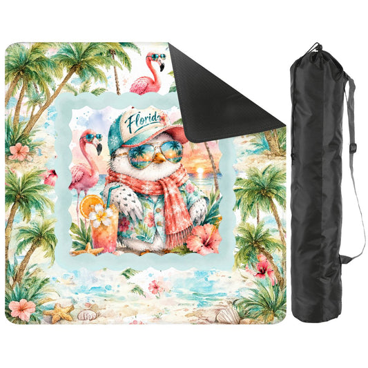 Florida Snowbird Tropical Flamingo And Palm Trees Mahjong Mat - Splash Of Mahj And Color Co.