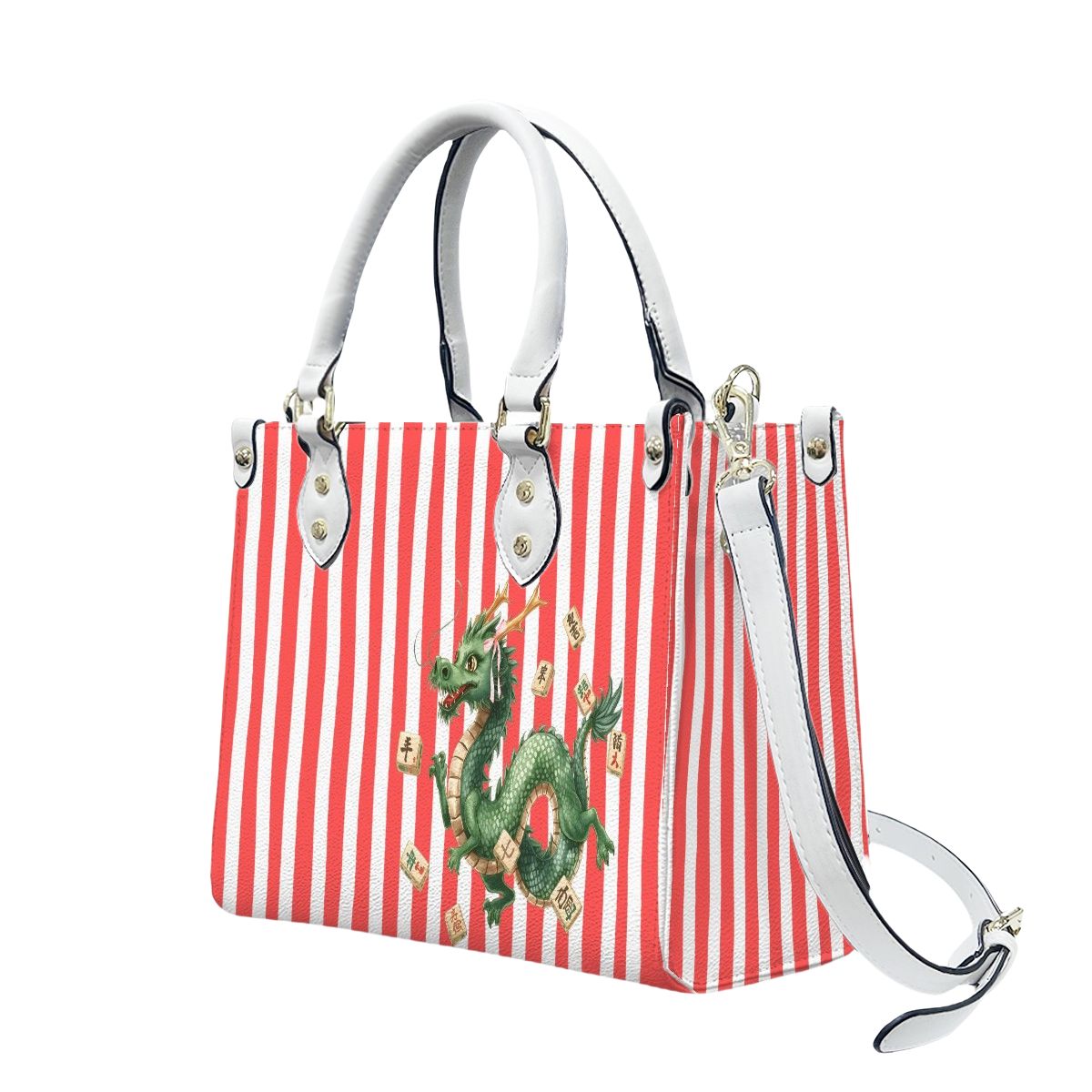 Summer Dragon Preppy Coral Striped Handbag/Shoulderbag