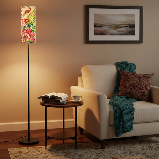 Tobacco Leaf Chinoiserie Modern Floor Lamp - Splash Of Mahj And Color Co.
