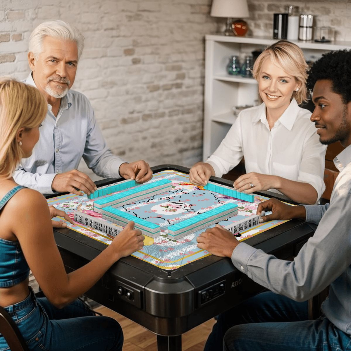 The French Patisserie Mahjong Mat 33"x33" (Ship Rolled up) - Splash of Color Co.