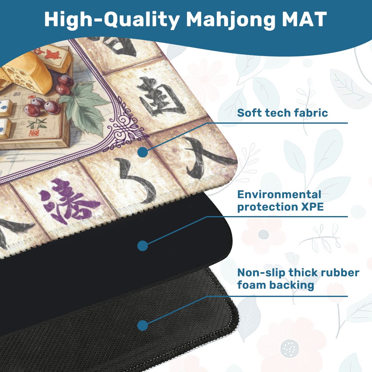 Mahjong Wine Mat, Cheese And Wine Mahj Night Game Mat - Splash of Color Co.