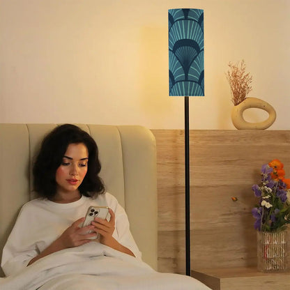 Art Deco Royal Blue Geometric Radiating Fan, Modern Floor Lamp - Splash of Color Co.