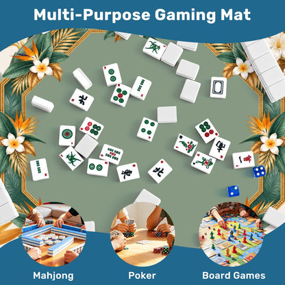 Lotus Palm Society Mahjong Mat Sleek Surface