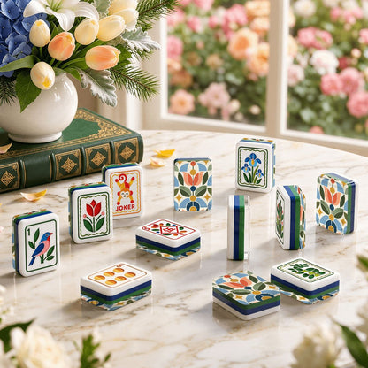 Mod About You Scandinavian Folk Art American Mahjong Tiles 4Layer With Carry Case - Splash Of Mahj And Color Co.
