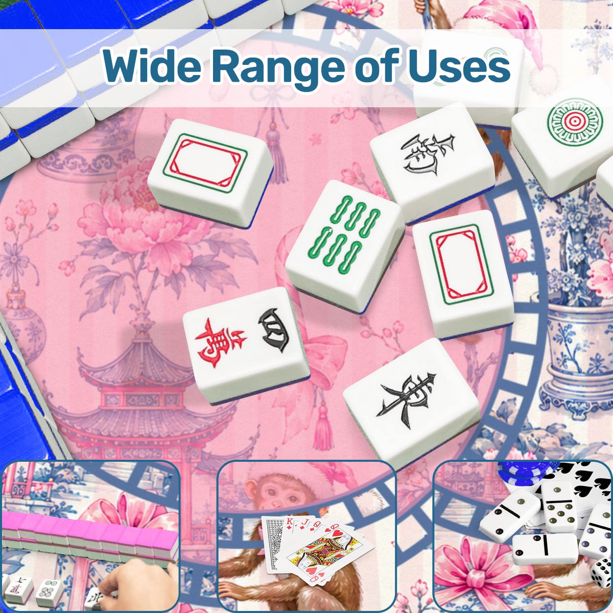 Monkey Elves Chinoiserie Holiday Mahjong Mat