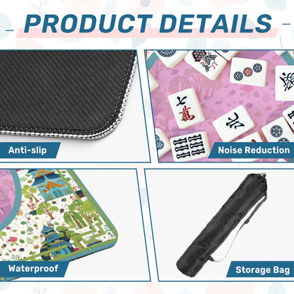 Mahjong Mat Chinoiserie Pagoda Asian Garden - Splash of Color Co.