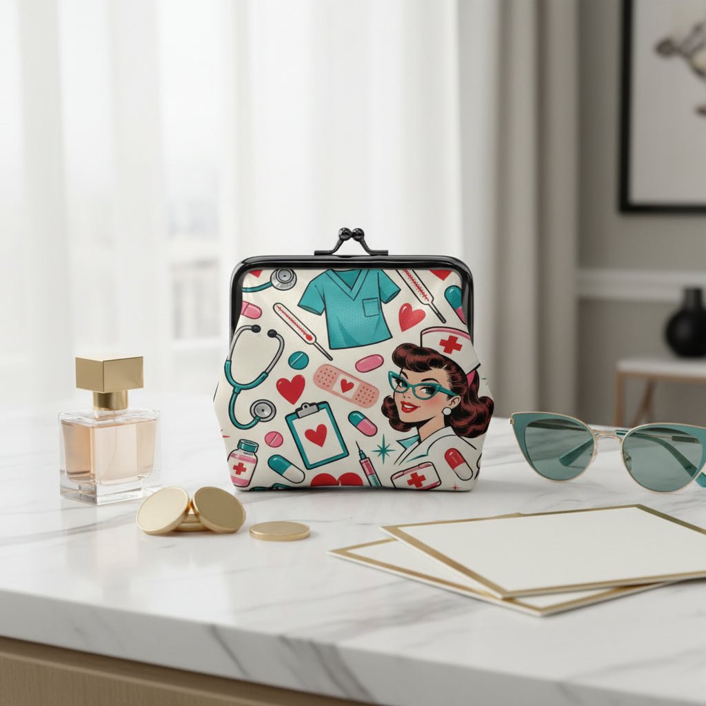 Mahj On Call Healthcare Worker Women's Leather Kiss Lock Coin Purse - Splash Of Mahj And Color Co.