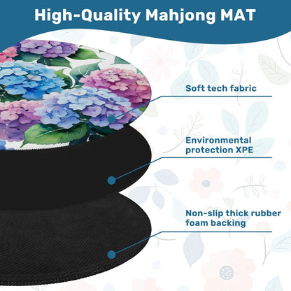 Floral Hydrangea Round Mahjong Mat - Splash Of Mahj And Color Co.