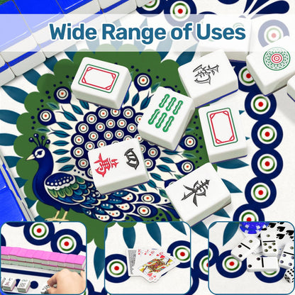 Porcelain Peacock Eye Pottery Inspired Mahjong Mat - Splash Of Mahj And Color Co.