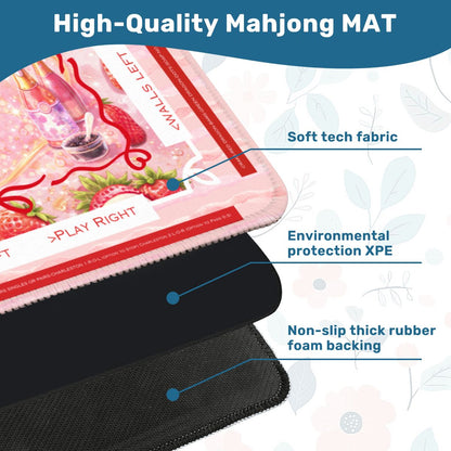 Strawberries And Bubbly Mahjong Mat With Instructions - Splash of Color Co.