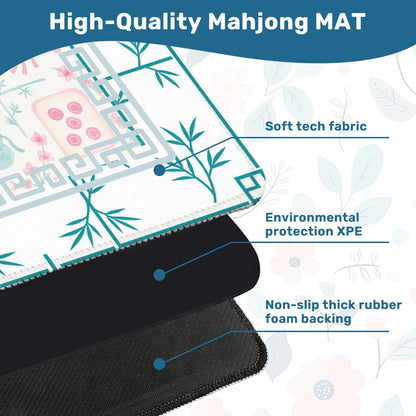 Mahjong Mat Watercolor Asian Zen Floral Pastel Mahjong Tile Game Mat