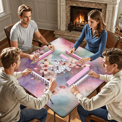 Blossoms in Bloom Watercolor Plaid Mahjong Mat 33"x33 - Splash of Color Co.