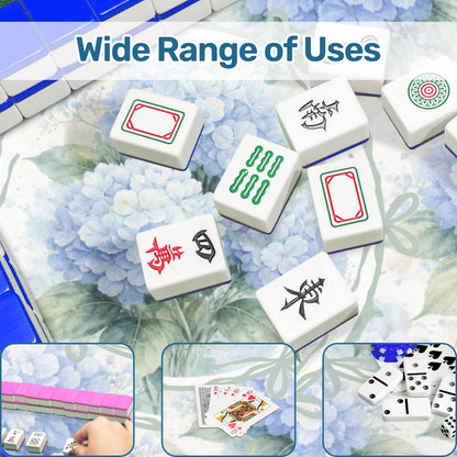 Baby Blue Floral Hydrangea Mahjong Mat 33"x33" - Splash Of Mahj And Color Co.
