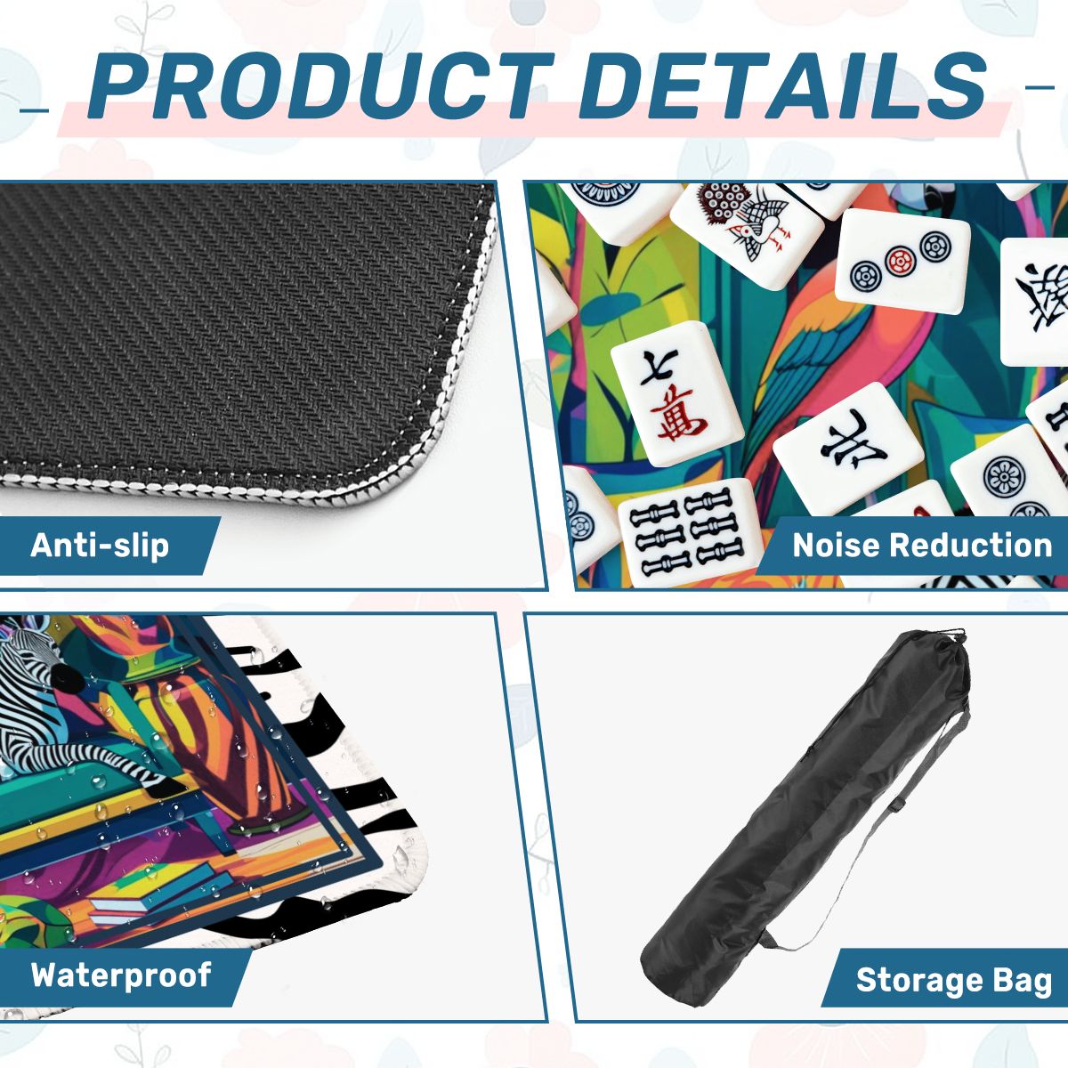 Wild Thang Animal Safari Mahjong Mat 33"x33 - Splash of Color Co.