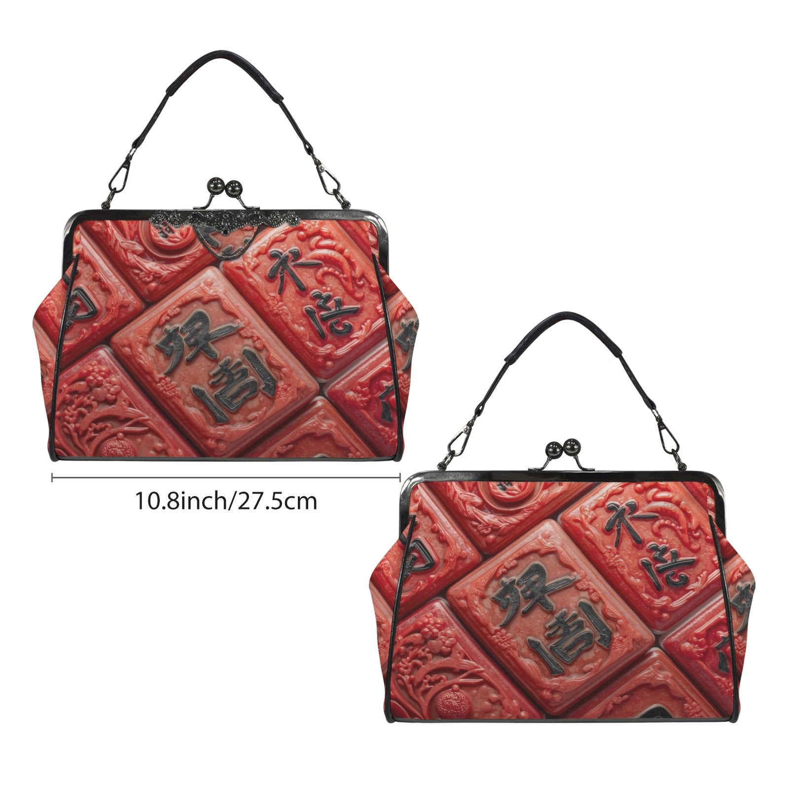 Vintage Mahjong Tiles Trendy Stylish Kisslock Crossbody Shoulder Bag - Splash of Color Co.