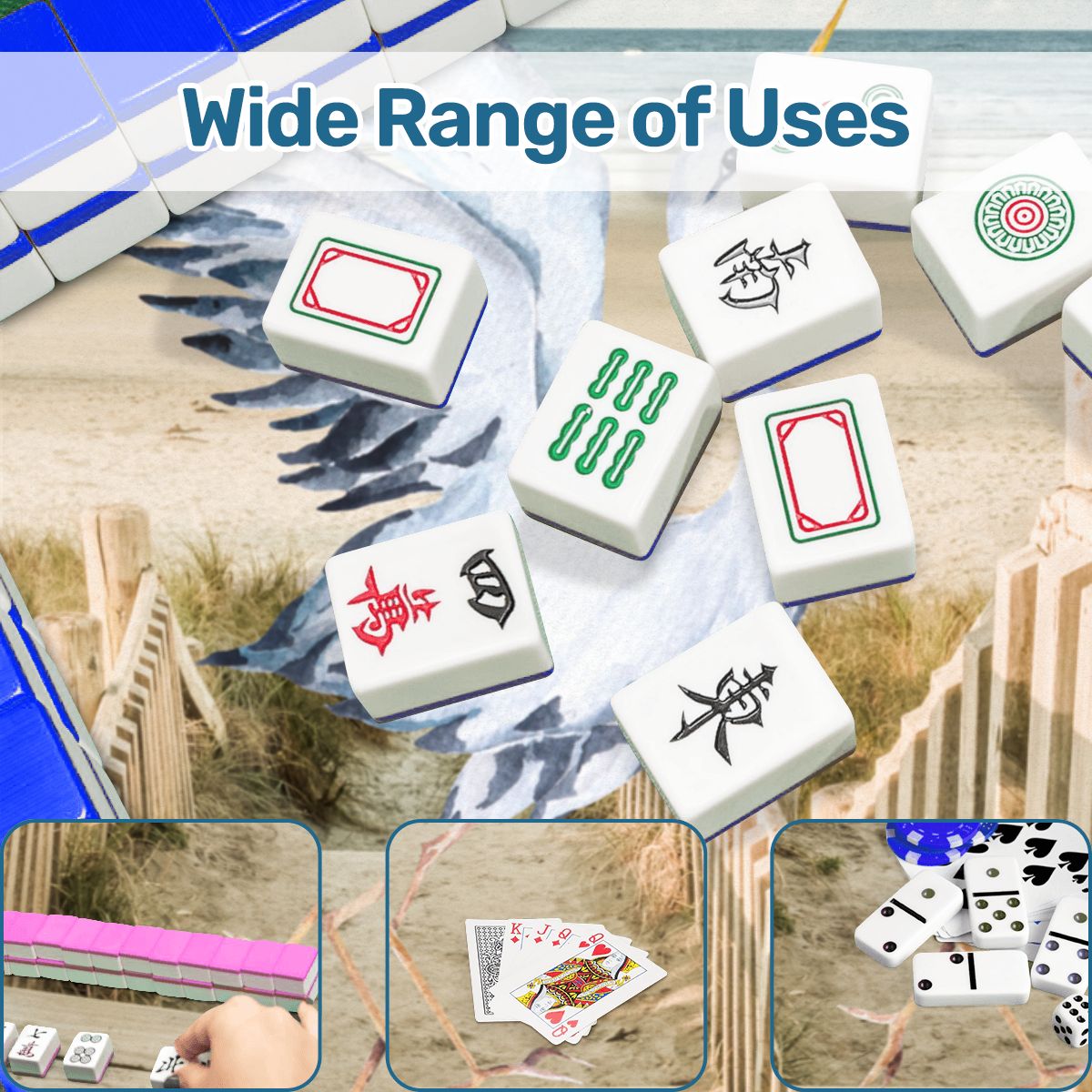 Heron Harbor Mahjong Mat, Beachy Vibe Heron Mahj Mat - Splash of Color Co.