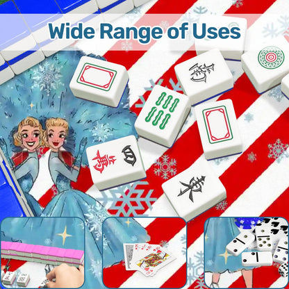 White Christmas Sister Love Candy Cane Striped Round Mahjong Mat