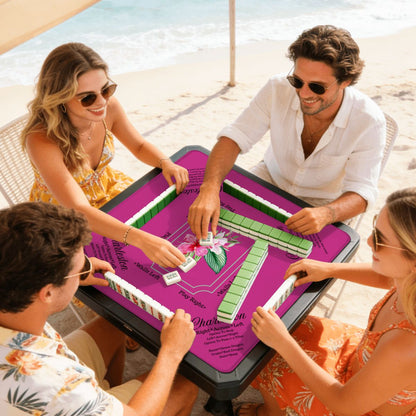 Mini Mahjong Mat With Instructions, Hot Fuscia Floral (Ship Rolled up) - Splash of Color Co.