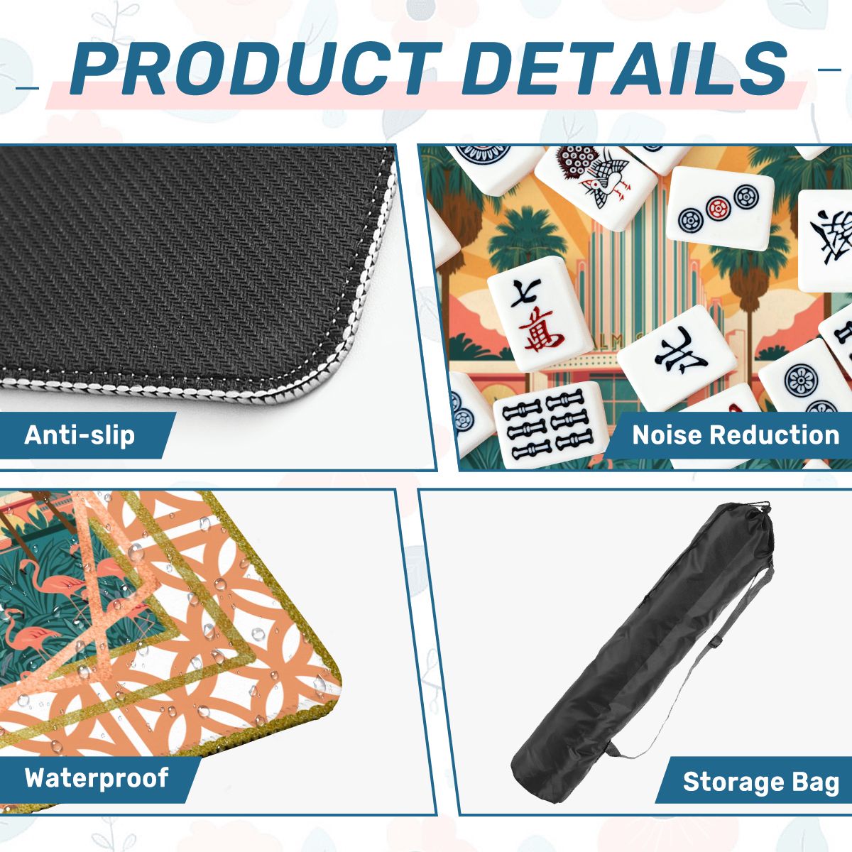 Art Deco Citrus Palm Springs Playfield Mahjong Mat - Splash of Color Co.