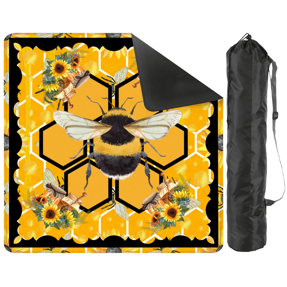 Mahjong Bumble Bee Mat, Sunflower Yellow Honey Pot Mahj Mat - Splash of Color Co.
