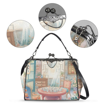 Mahjong Tea Room Vintage Watercolor Kisslock Purse - Splash of Color Co.