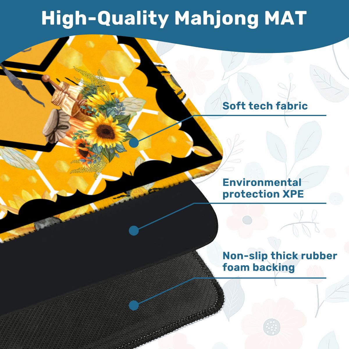 Mahjong Bumble Bee Mat, Sunflower Yellow Honey Pot Mahj Mat - Splash of Color Co.