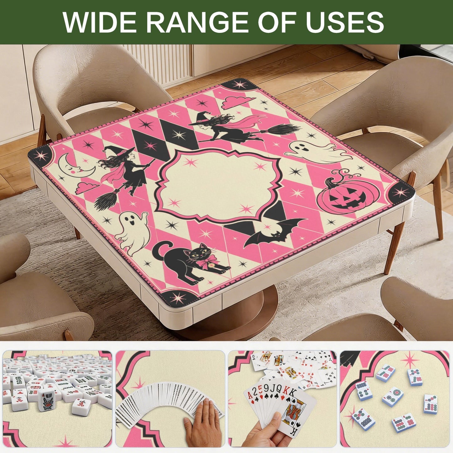 Harlequin Cats And Witches Brew Halloween Mahjong Table Mat 33" x 33"