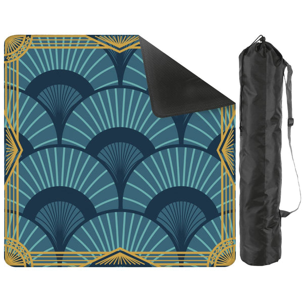 Art Deco Gilded Gold, Blue Speakeasy Collection Mahjong Mat - Splash of Color Co.