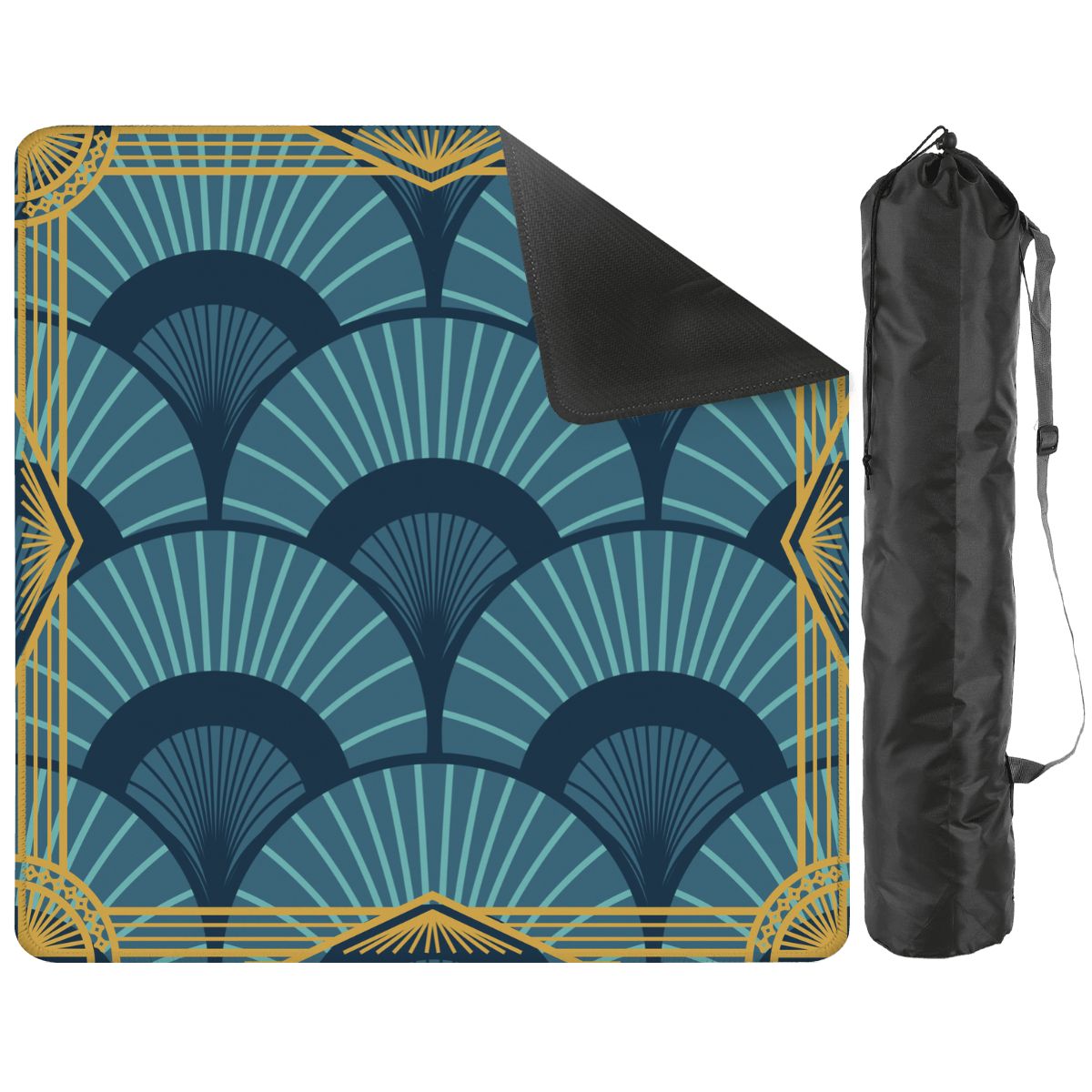 Art Deco Gilded Gold, Blue Speakeasy Collection Mahjong Mat - Splash of Color Co.