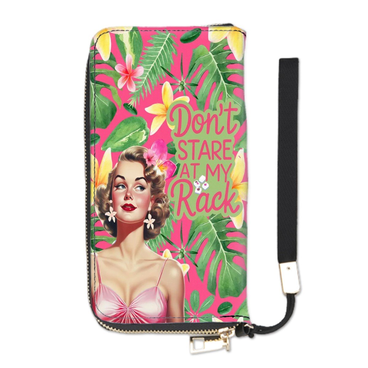 Funny Mahjong, Don't Stare At My Rack Clutch Wristlet Wallet for Women - Splash of Color Co.