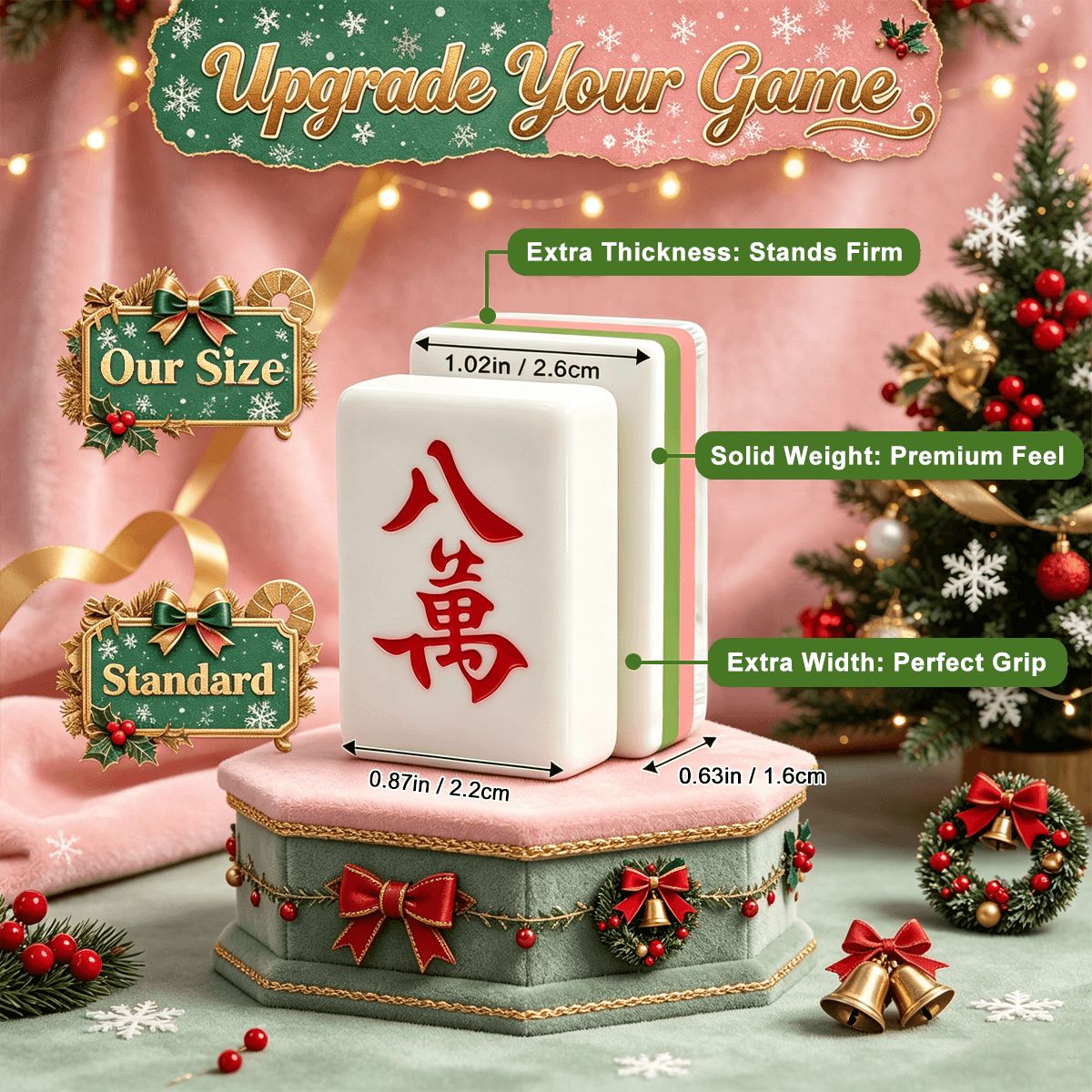 Wild West Wonderland Mahjong Western Christmas Layered Mahjong Tiles With Carry Case