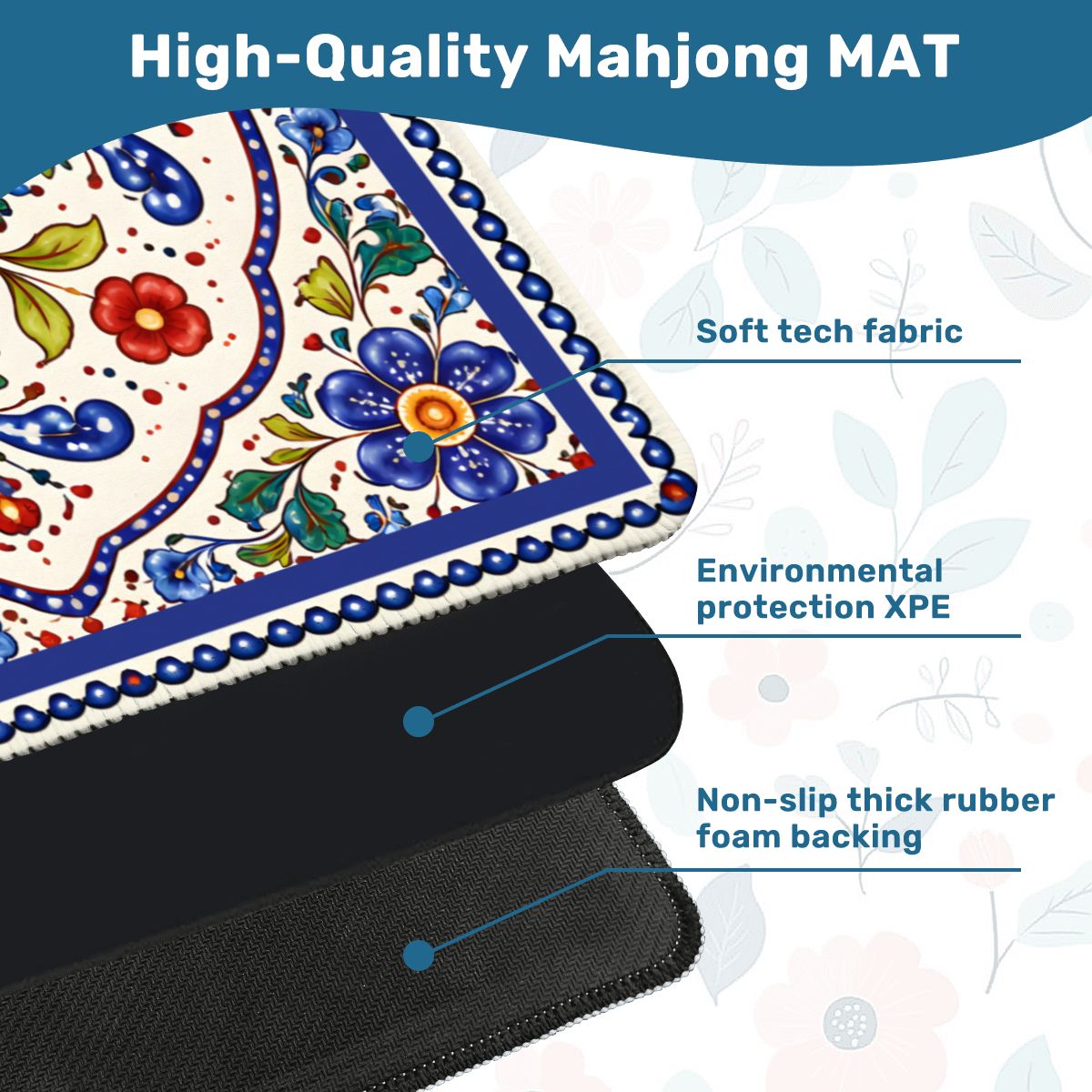 Blue Porcelain Garden Mahjong Mat - Splash of Color Co.