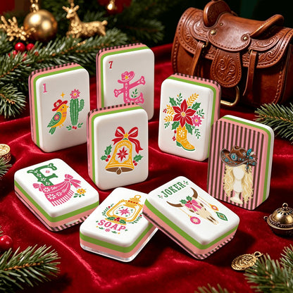 The Higher The Hair Countrygirl Western Christmas Mahjong Tiles And Carry Case