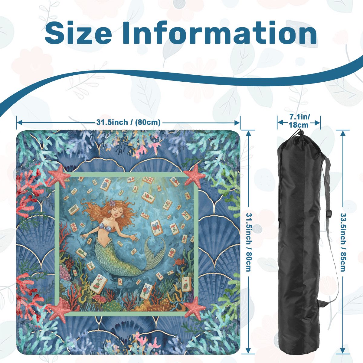 Mermaid Mahjong Mat, Sea Of Life Marbled Blue And Coral Reef - Splash of Color Co.