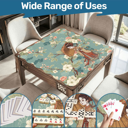 Asian Floral Blossom Geisha Girl Scalloped Mahjong