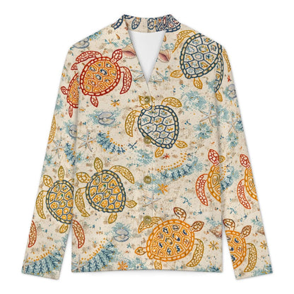 Off the Amalfi Coast Turtle Women's V Neck Lightweight Cardigan - Splash of Color Co.