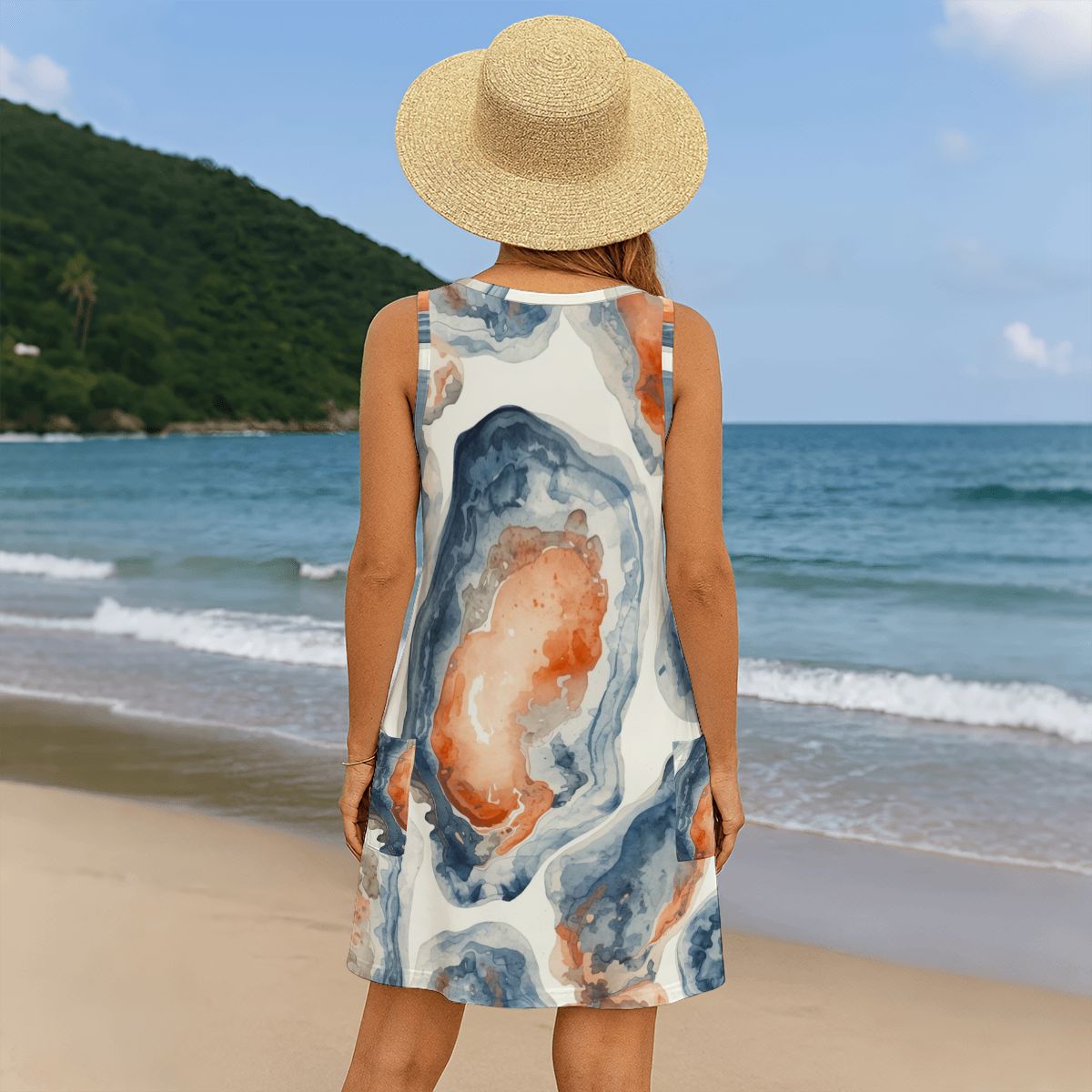 Blue Oyster Bay Preppy Women's Sleeveless Dress with Pockets - Splash of Color Co.