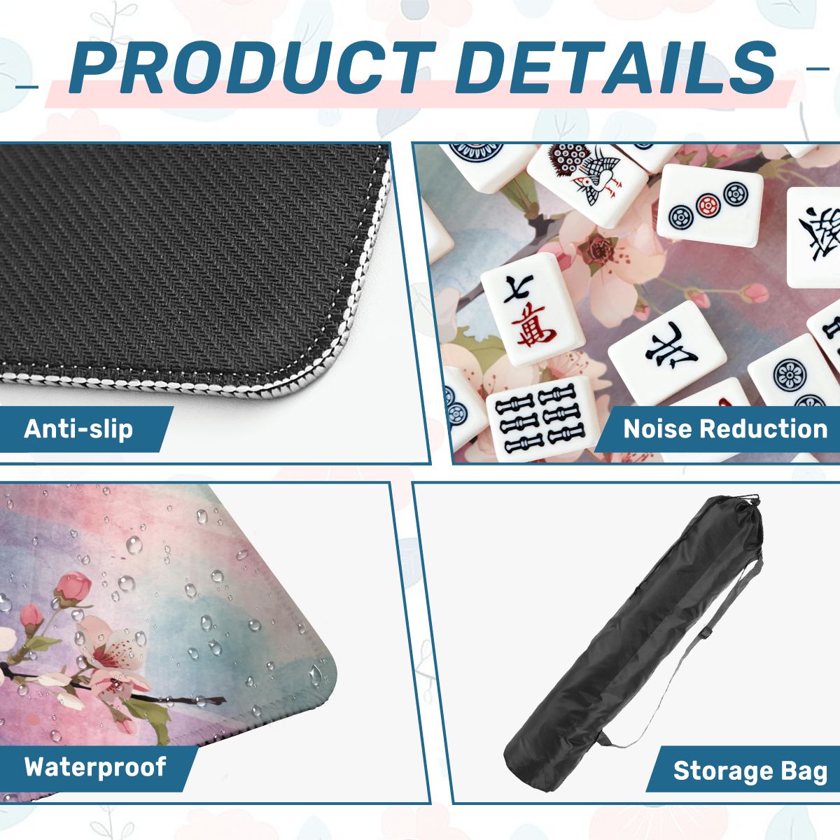 Blossoms in Bloom Watercolor Plaid Mahjong Mat 33"x33 - Splash of Color Co.