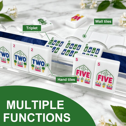 Royal Blue Extended Mahjong Rack Set of 4 Scalloped Magnetic Tile Pusher 20' - Splash Of Mahj And Color Co.