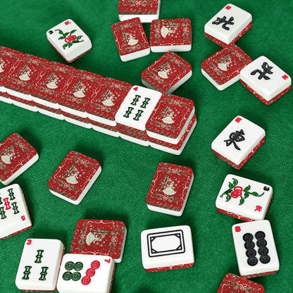 Whimsical Nostalgic Christmas American Mahjong Tiles And Carry Case Tote - Splash of Color Co.