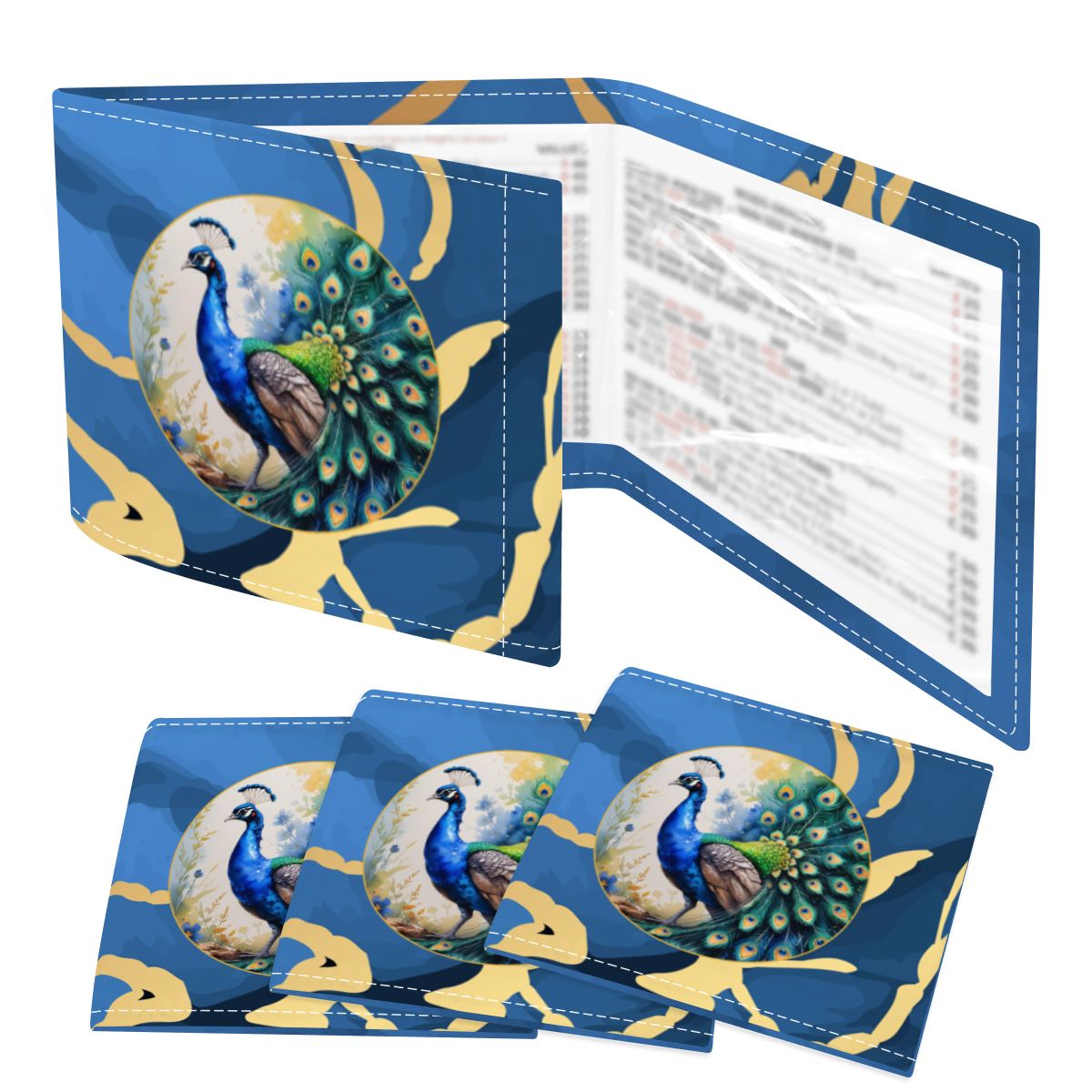 Floral Watercolor Peacock 4 Mahjong Card Holder with Line Finder ...