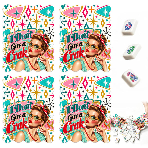 I Don't Give A Crak Scalloped Mahjong Shuffler Cards  Set of 4