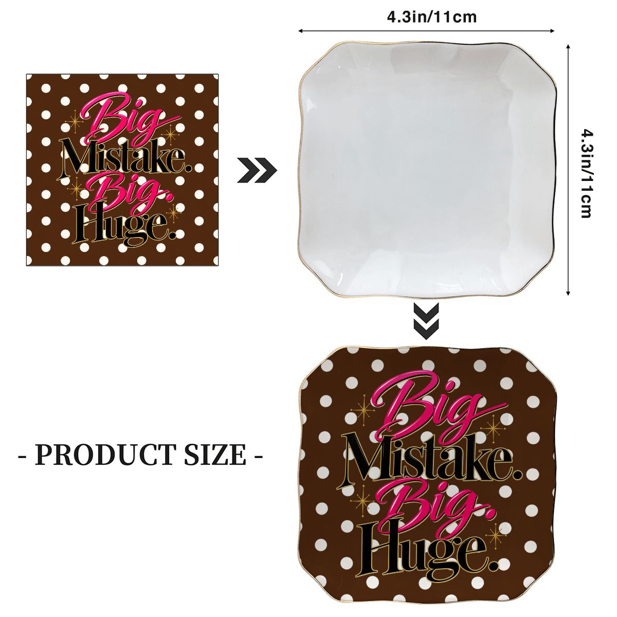 Brown And White Polka Dot, Big Mistake Funny Scalloped Ceramic Mahjong Dice Tray - Splash Of Mahj And Color Co.
