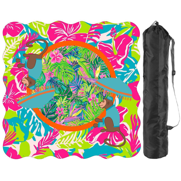 Scalloped Mahjong Mat Lime In The Coconut Monkey Mat - Splash of Color Co.