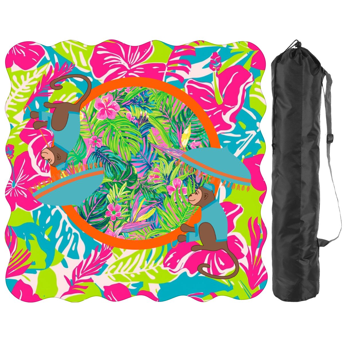 Scalloped Mahjong Mat Lime In The Coconut Monkey Mat - Splash of Color Co.