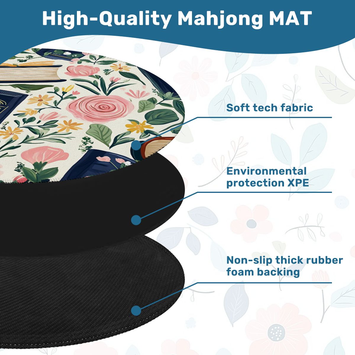 Books And Nooks Round Mahjong Mat